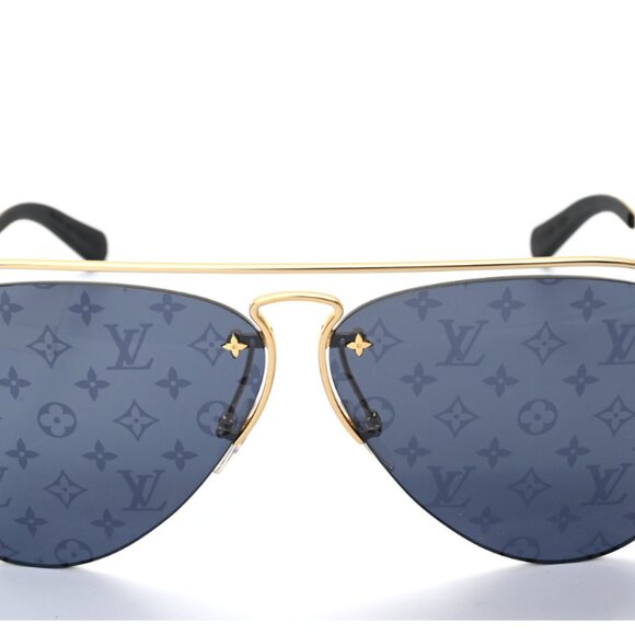 Louis Vuitton Metal Monogram Grease Sunglasses Z1172W Gold - Picture 1 of 15